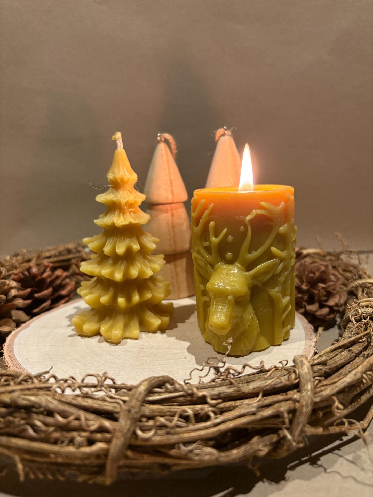 100% Pure Beeswax Christmas Candles