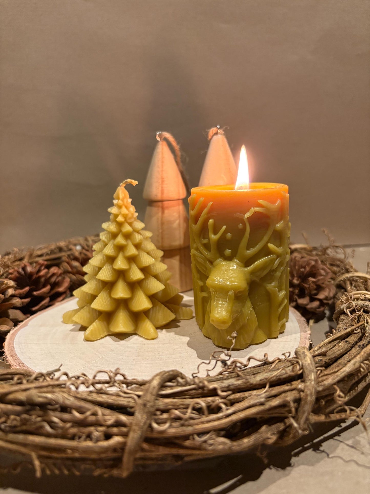 100% Pure Beeswax Christmas Candles