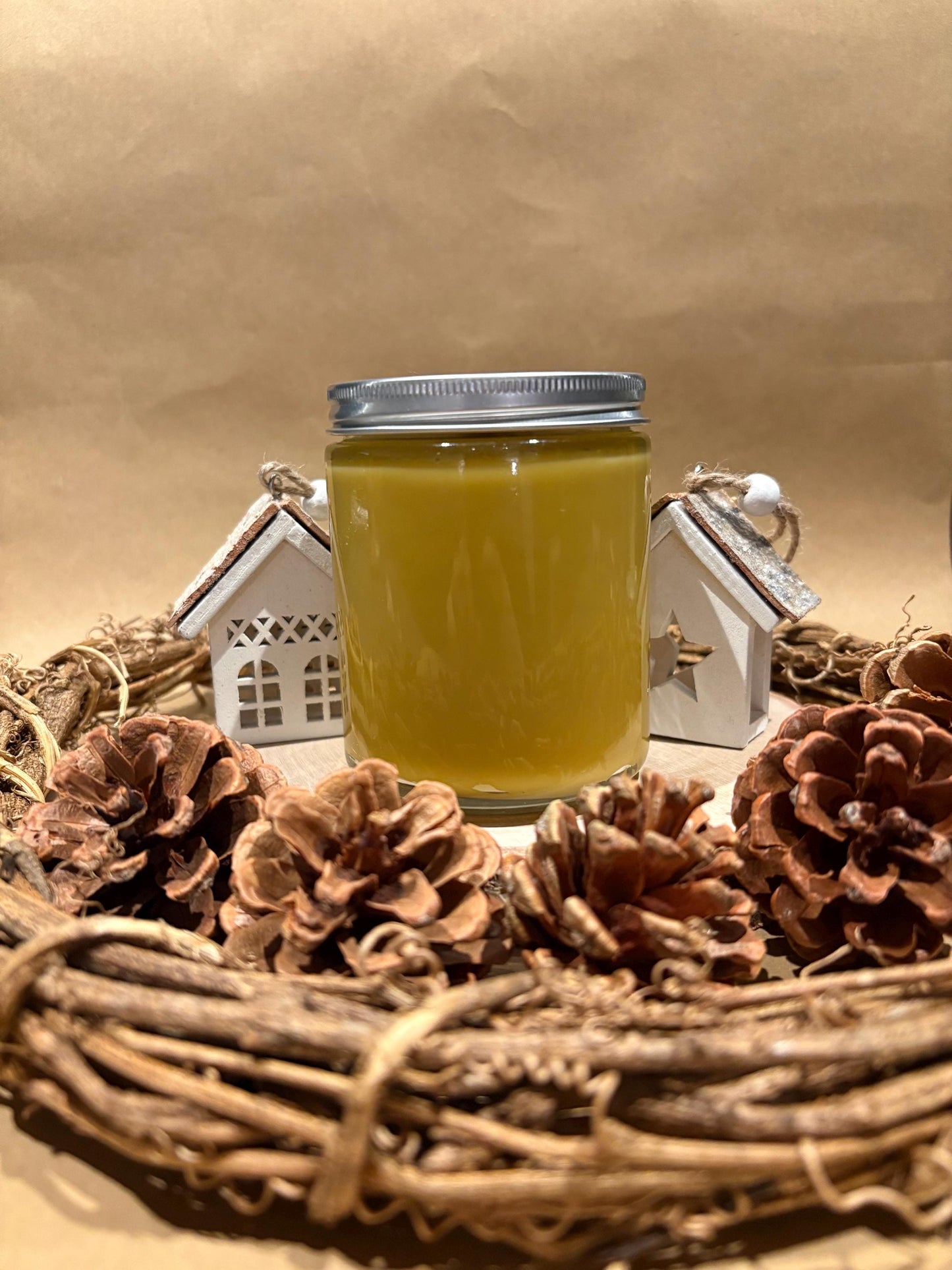 100% Pure Beeswax Glass Jar Candle