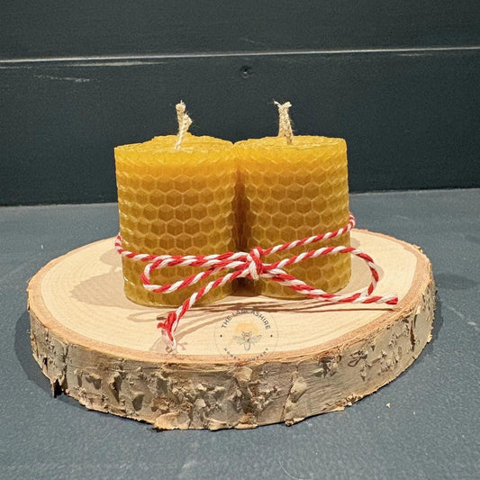 Set of 4 Handmade Beeswax Rolled Candles - 2" x 40mm - Pure, Natural, and Eco-Friendly