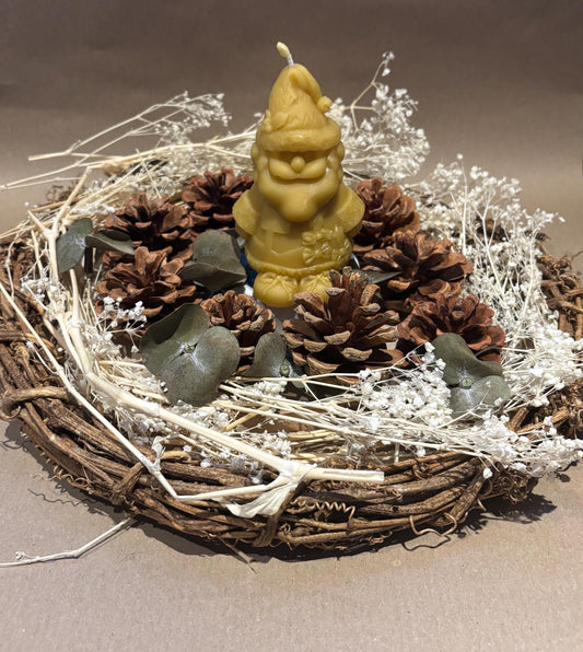 Handcrafted Father Christmas Beeswax Candle