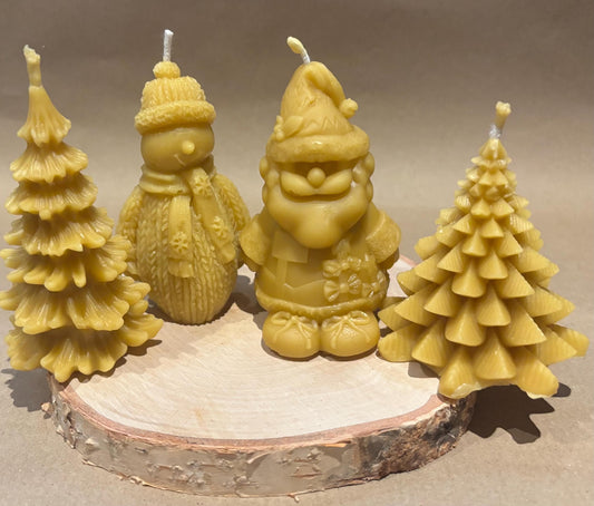Handcrafted 100% Beeswax Christmas Candle Bundle