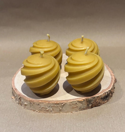 Handmade Beeswax Spiral Candles – Set of 4 | Natural Décor