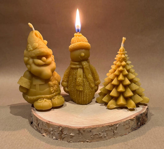 Handcrafted 100% Beeswax Christmas Candle Bundle