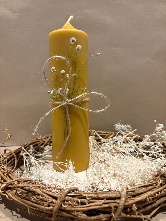 Handmade 100% Beeswax 8" Church Candle