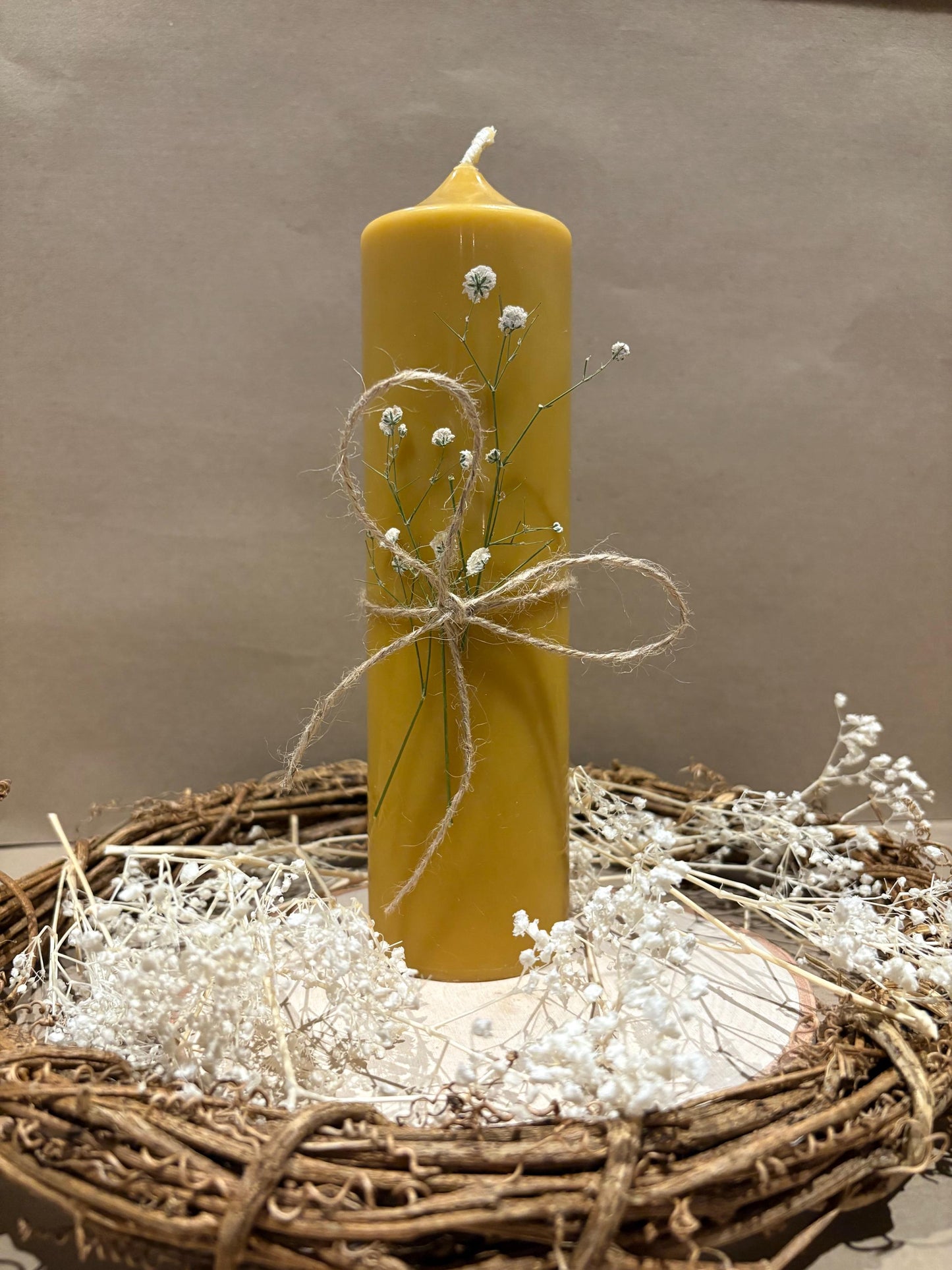 Handmade 100% Beeswax 8" Church Candle