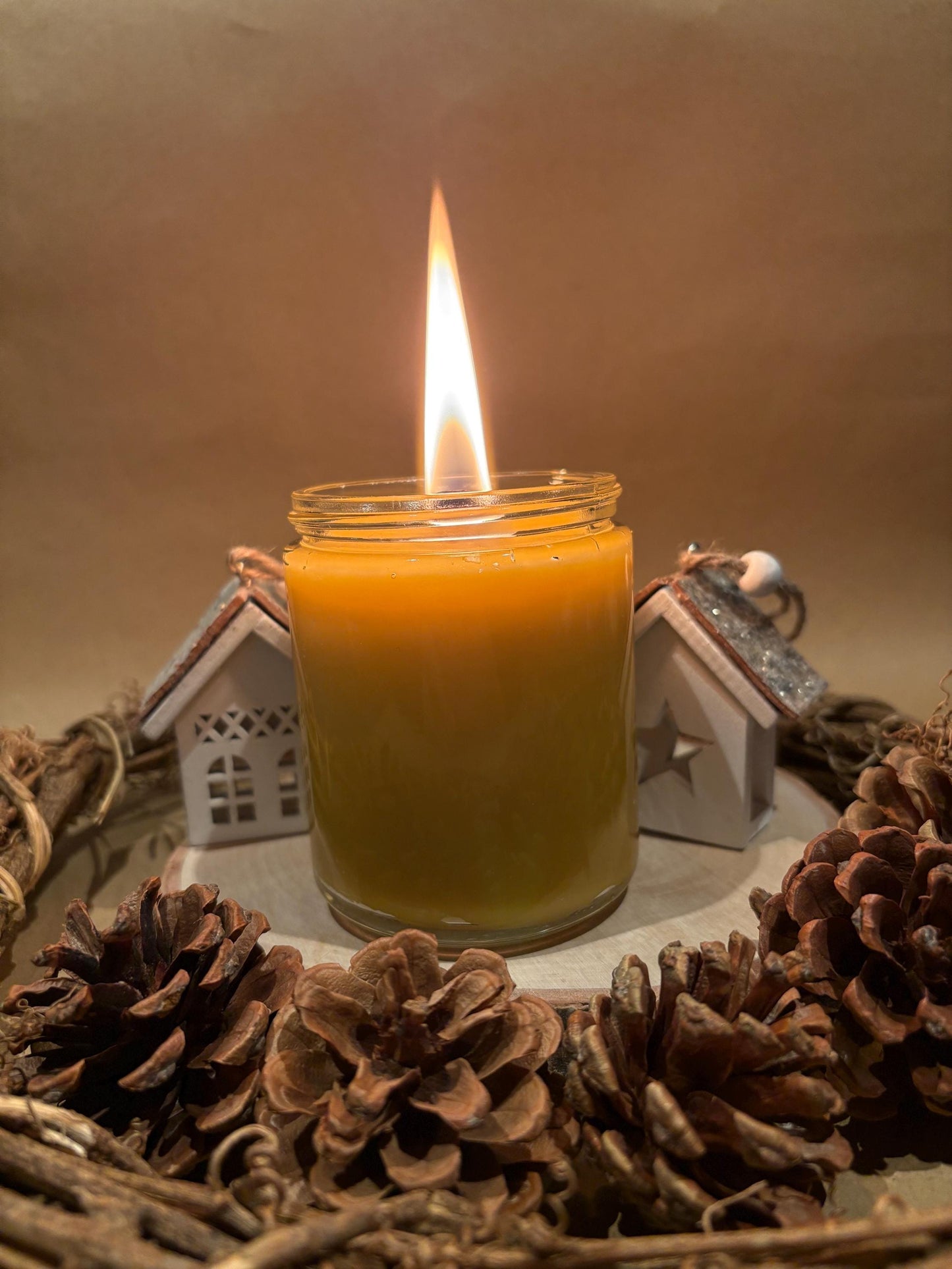 100% Pure Beeswax Glass Jar Candle