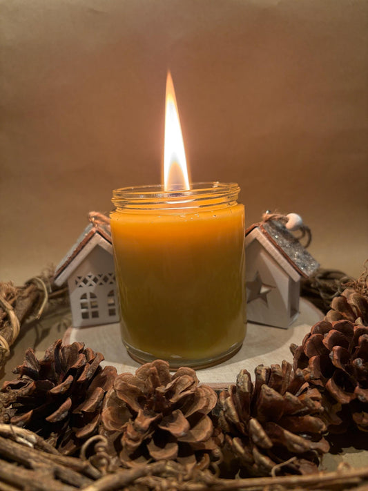 100% Pure Beeswax Glass Jar Candle