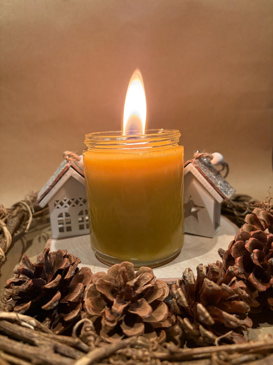 100% Pure Beeswax Glass Jar Candle