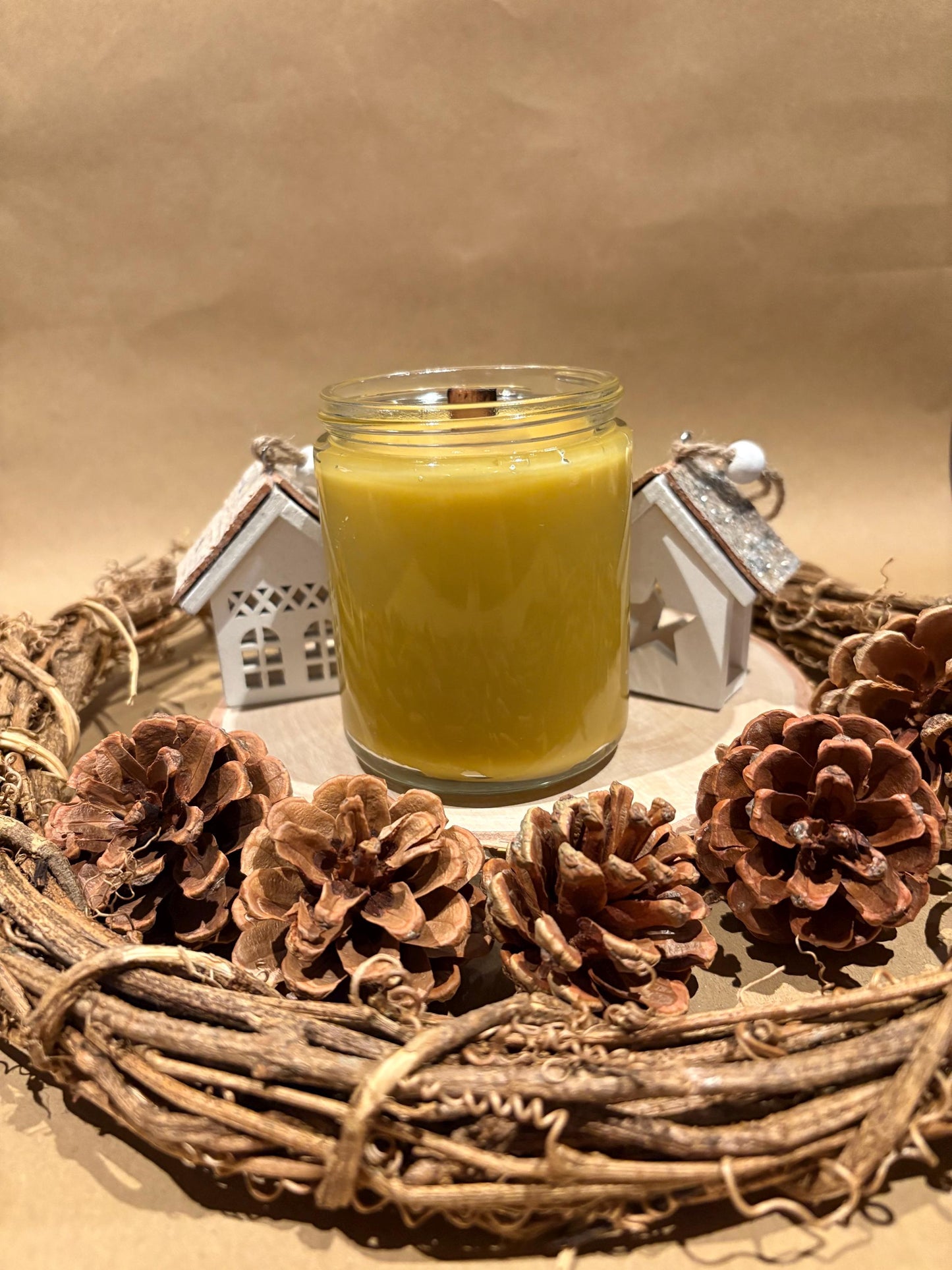 100% Pure Beeswax Glass Jar Candle