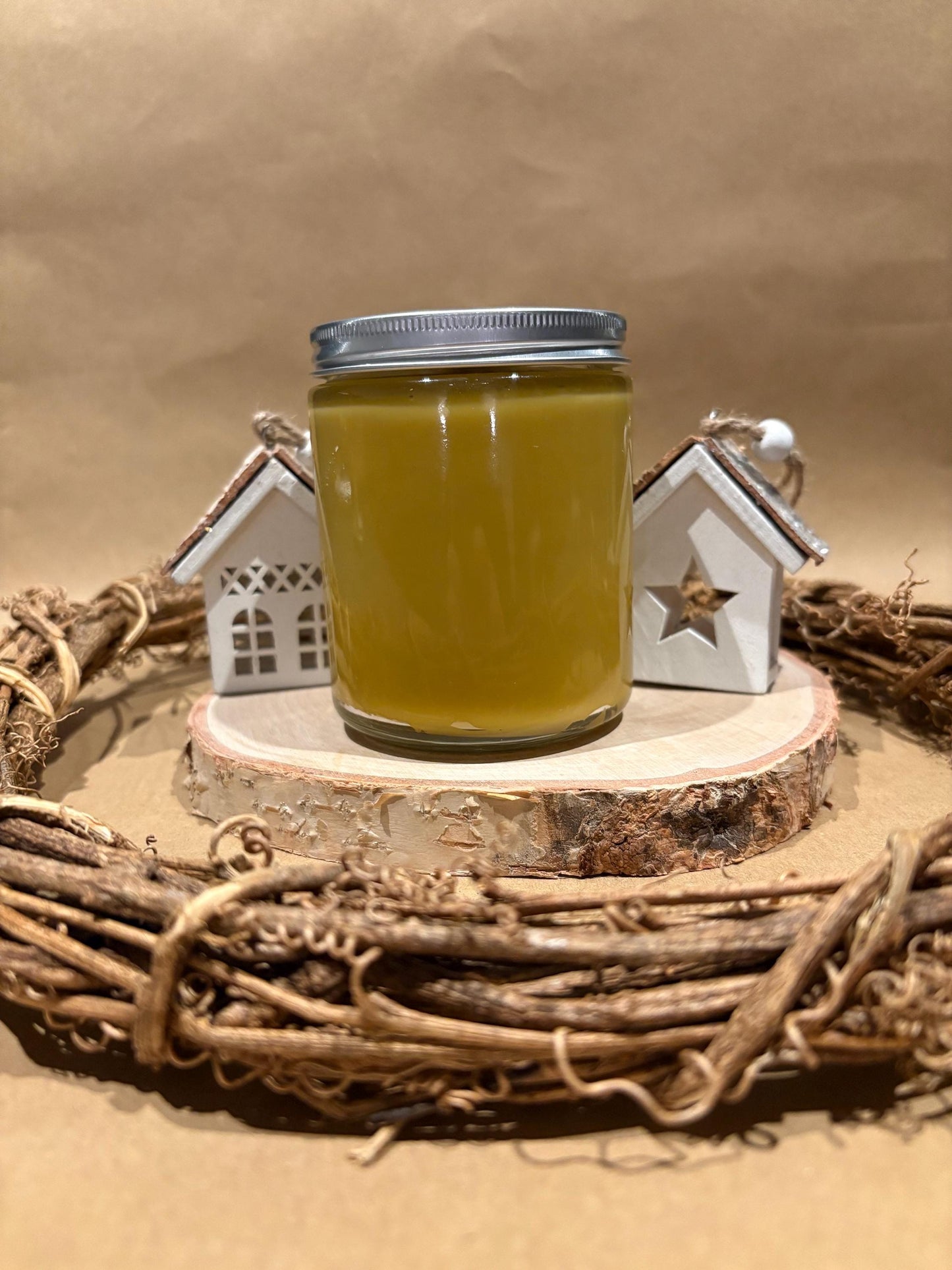 100% Pure Beeswax Glass Jar Candle