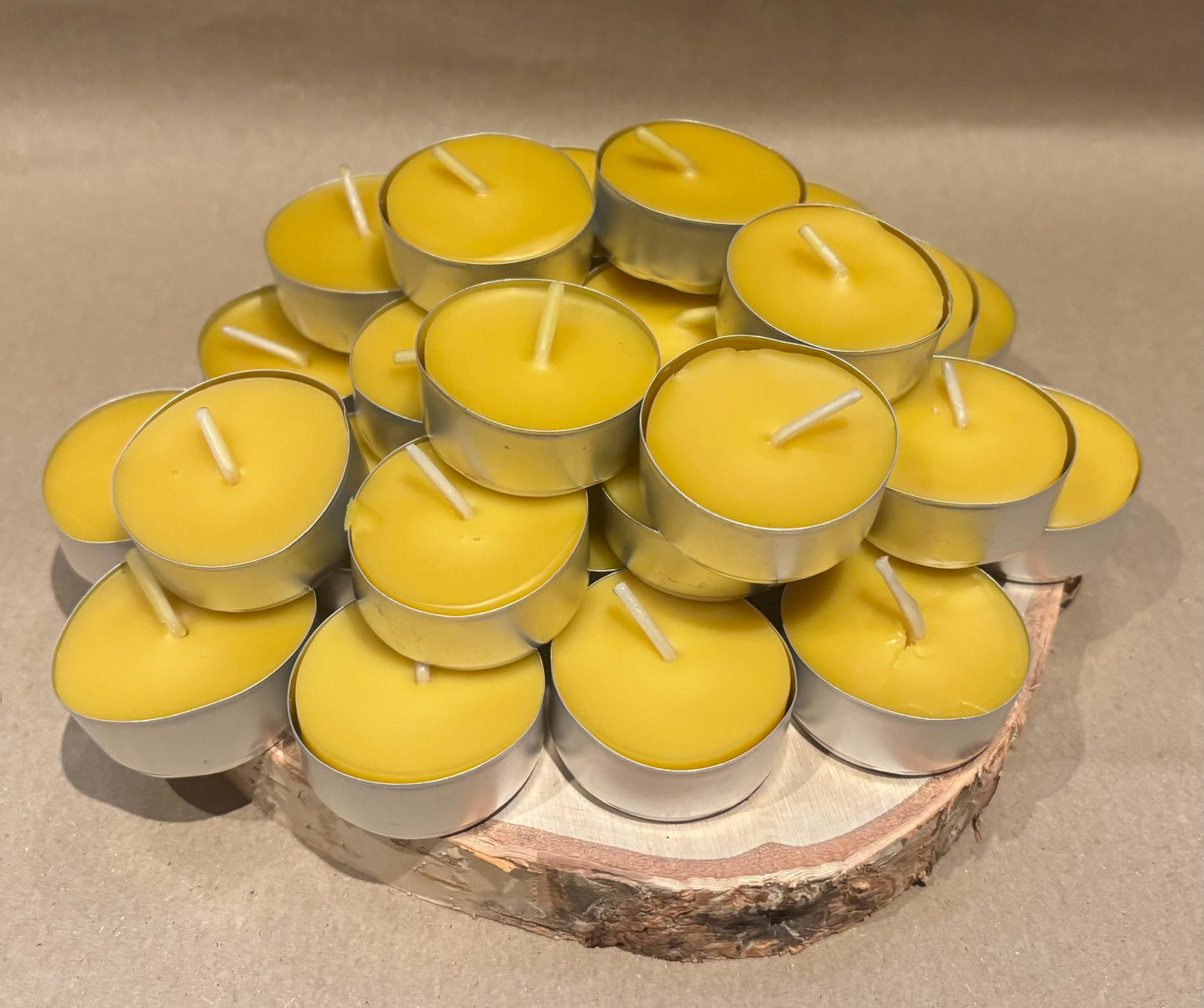 Handcrafted Beeswax Tea Light Candles (Bundle of 30) – All-Natural, Long-Lasting, Eco-Friendly