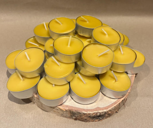 Handcrafted Beeswax Tea Light Candles (Bundle of 30) – All-Natural, Long-Lasting, Eco-Friendly