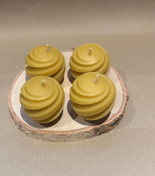 Handmade Beeswax Spiral Candles – Set of 4 | Natural Décor