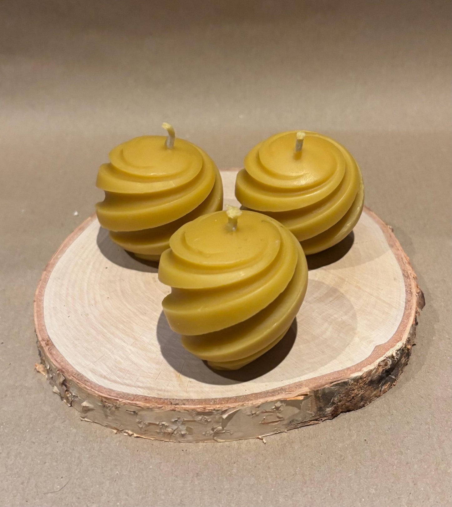 Handmade Beeswax Spiral Candles – Set of 4 | Natural Décor