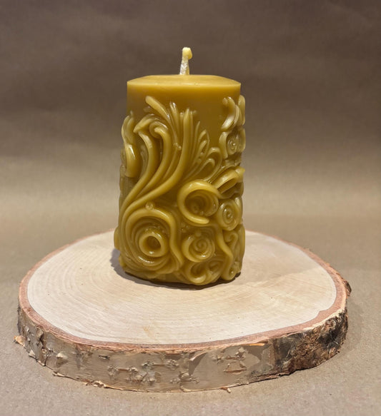 Handcrafted Patterned Beeswax Pillar Candle