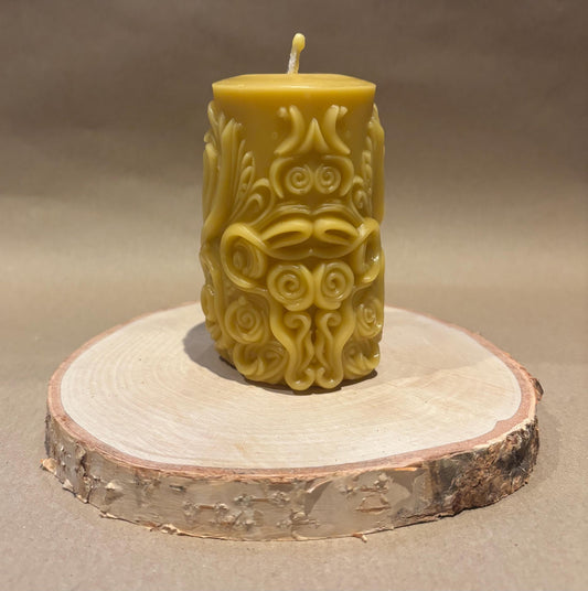 Handcrafted Patterned Beeswax Pillar Candle