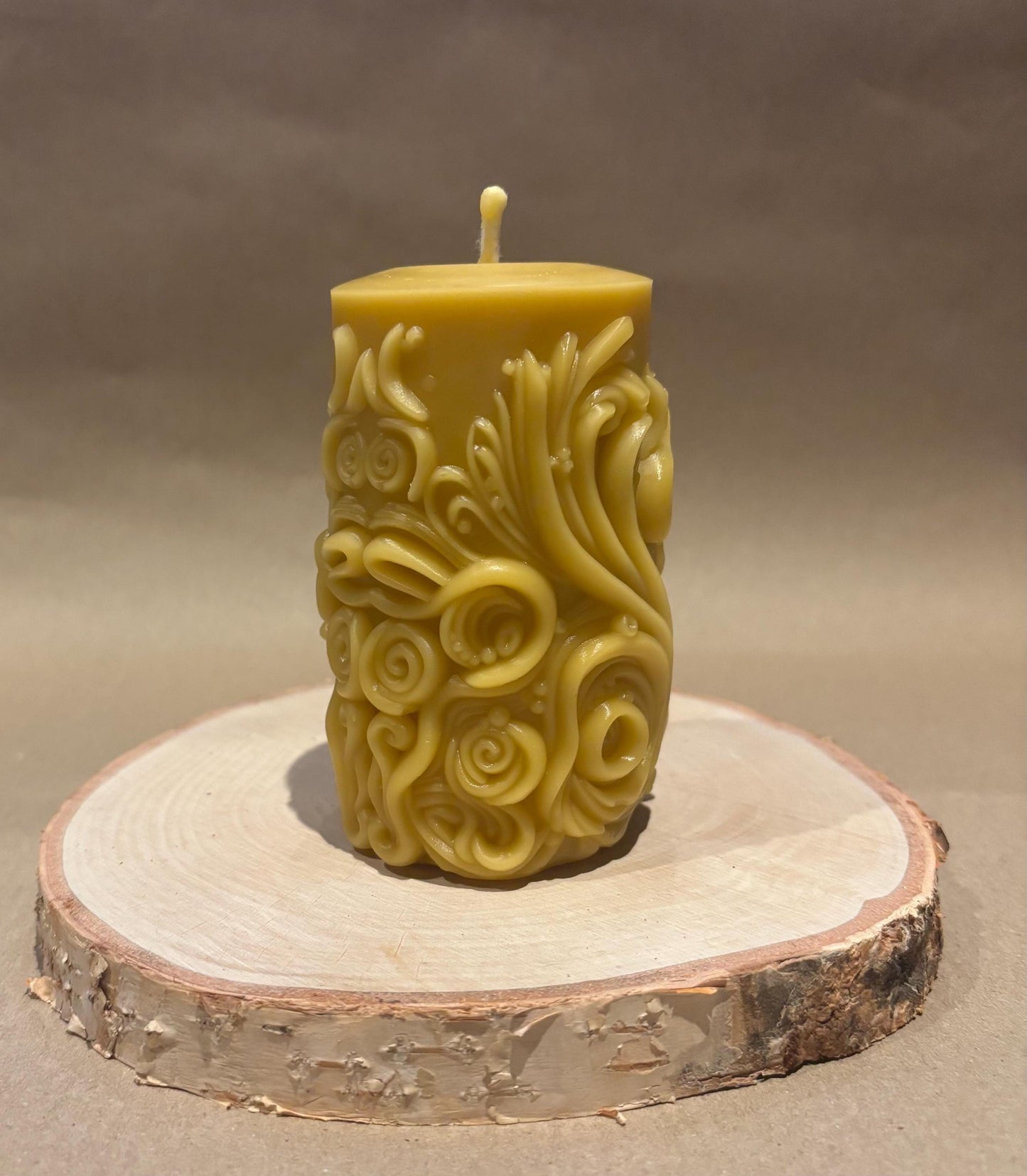 Handcrafted Patterned Beeswax Pillar Candle