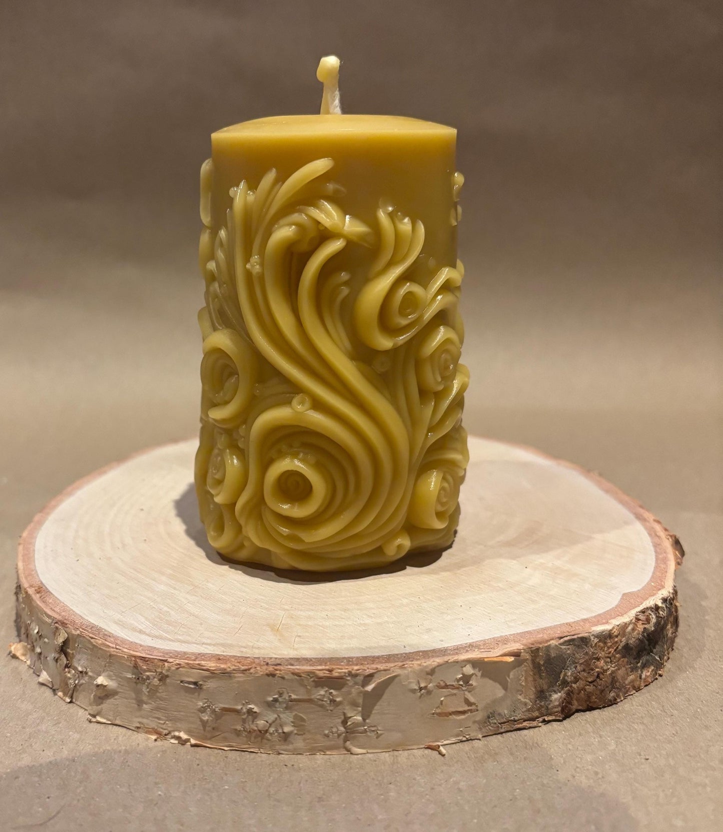 Handcrafted Patterned Beeswax Pillar Candle