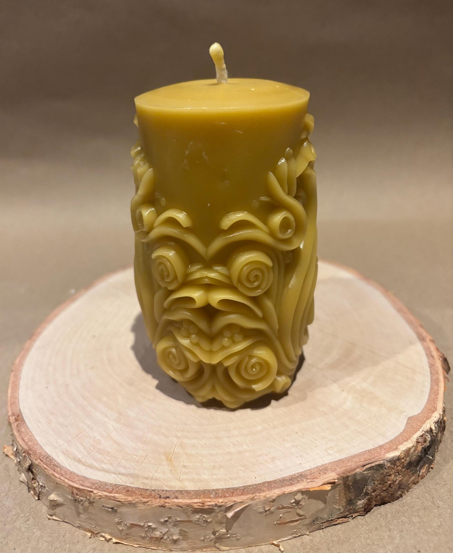 Handcrafted Patterned Beeswax Pillar Candle