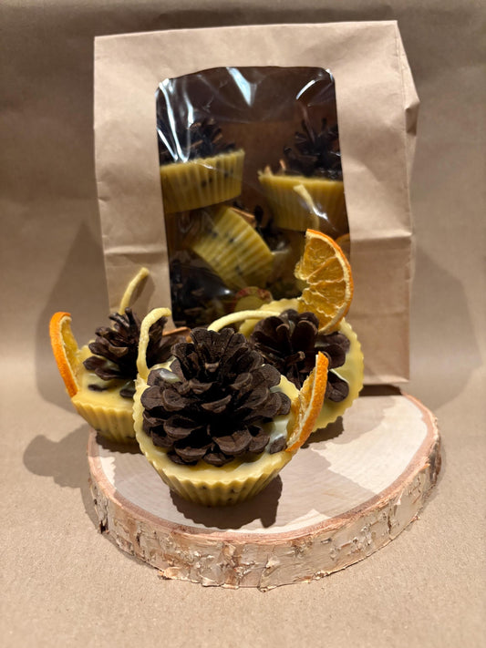 Natural Firelighters Pinecone Kindling (6-Pack) | Beeswax & Gentle Cosy Fireplace Scent