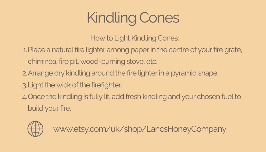 Natural Firelighters Pinecone Kindling (6-Pack) | Beeswax & Gentle Cosy Fireplace Scent