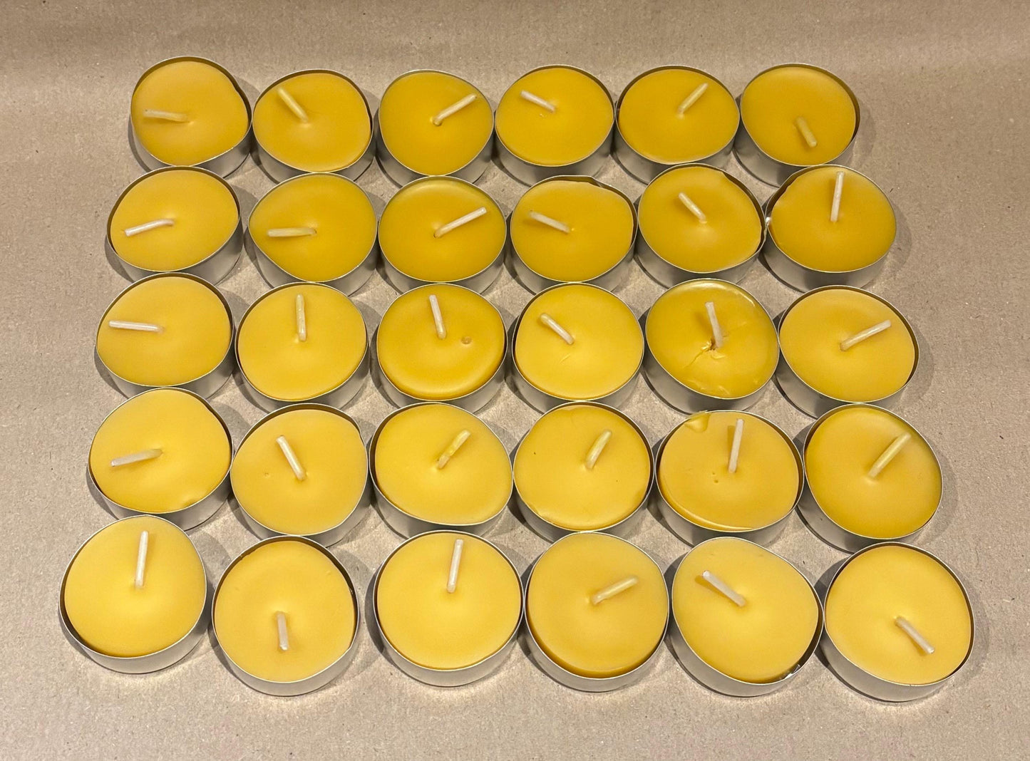 Handcrafted Beeswax Tea Light Candles (Bundle of 30) – All-Natural, Long-Lasting, Eco-Friendly