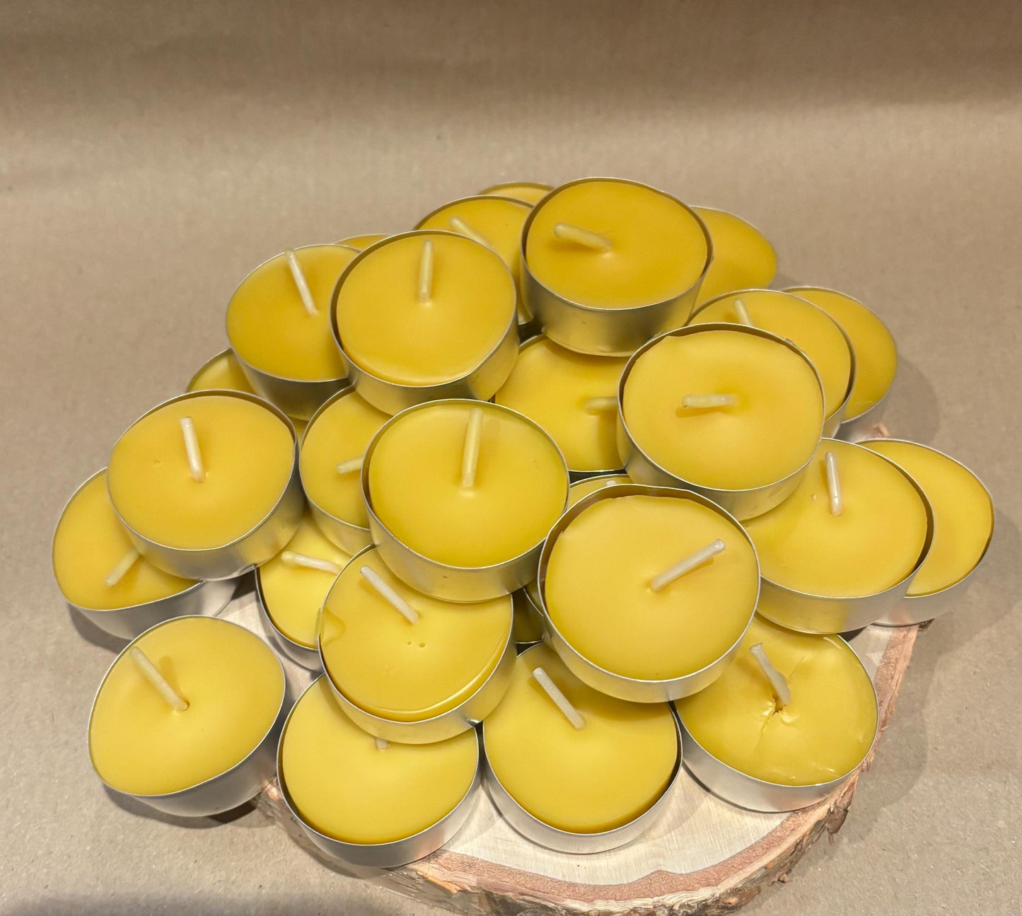 Handcrafted Beeswax Tea Light Candles (Bundle of 30) – All-Natural, Long-Lasting, Eco-Friendly