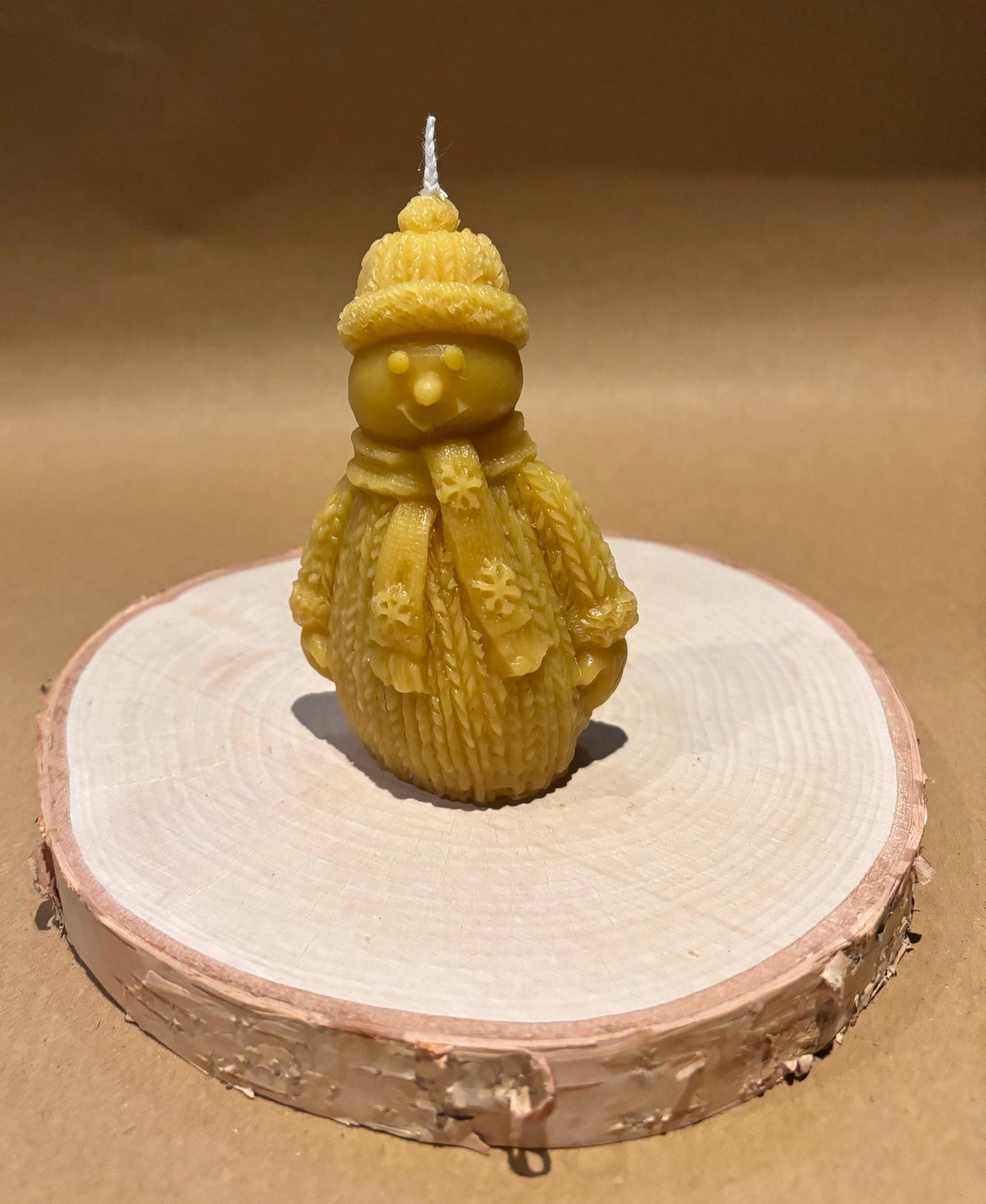 Handmade Snowman Beeswax Candle