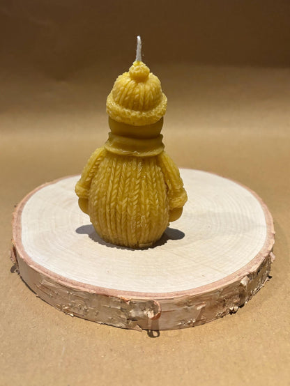 Handmade Snowman Beeswax Candle