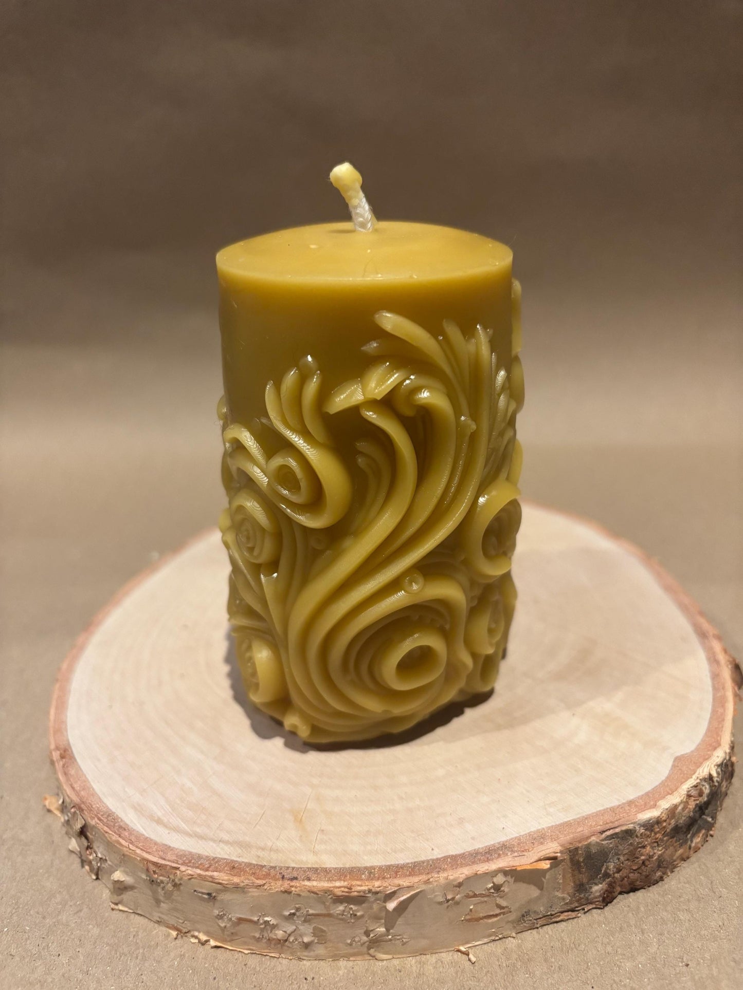 Handcrafted Patterned Beeswax Pillar Candle