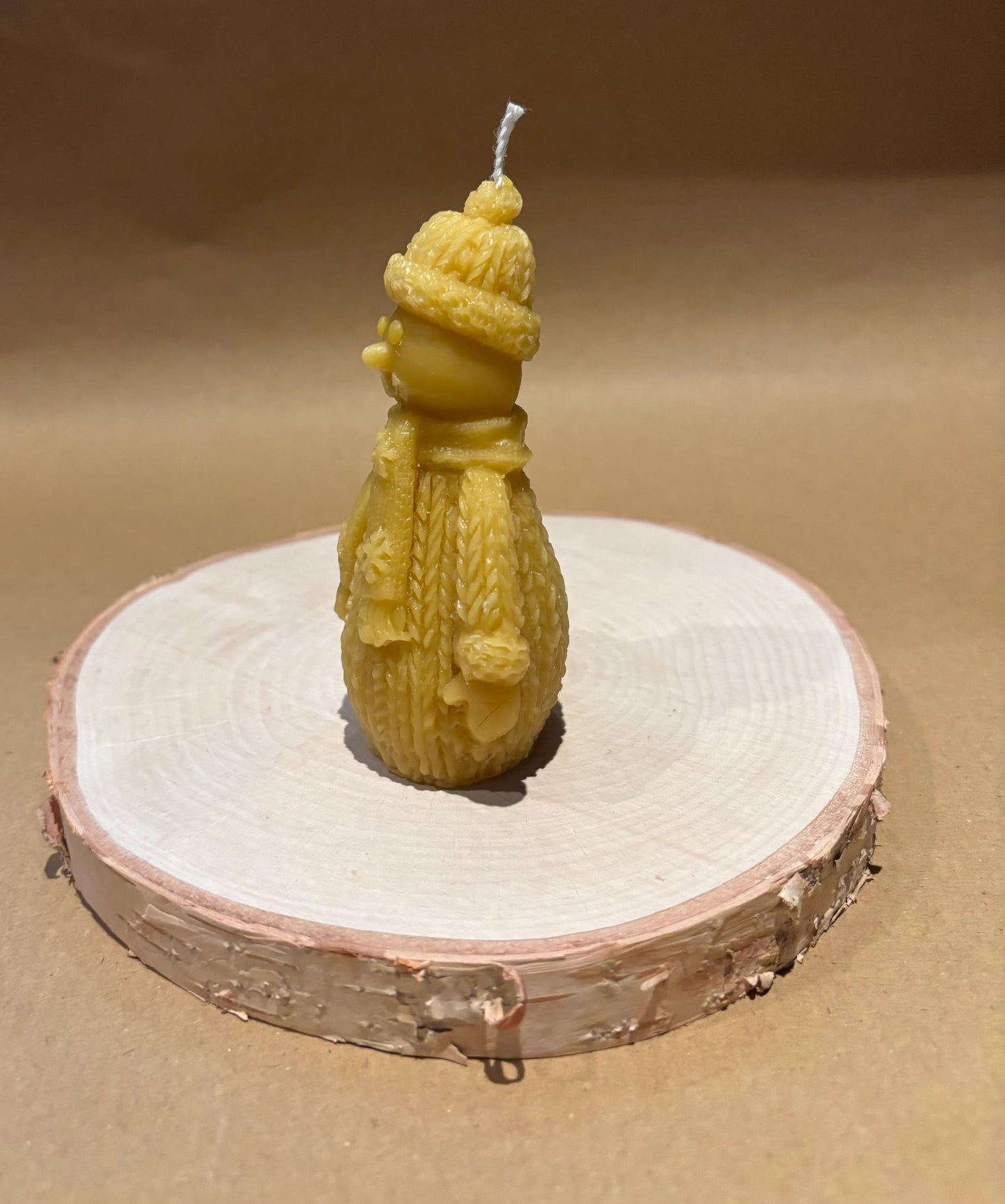 Handmade Snowman Beeswax Candle