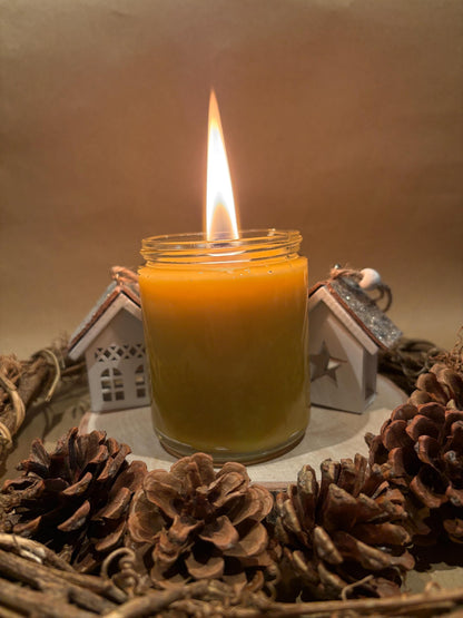 100% Pure Beeswax Glass Jar Candle