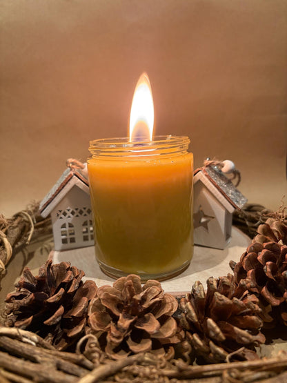 100% Pure Beeswax Glass Jar Candle