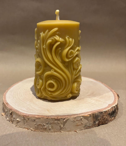 Handcrafted Patterned Beeswax Pillar Candle