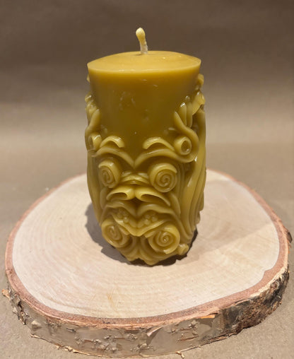 Handcrafted Patterned Beeswax Pillar Candle