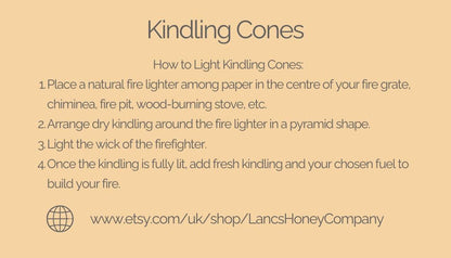 Natural Firelighters Pinecone Kindling (6-Pack) | Beeswax & Gentle Cosy Fireplace Scent